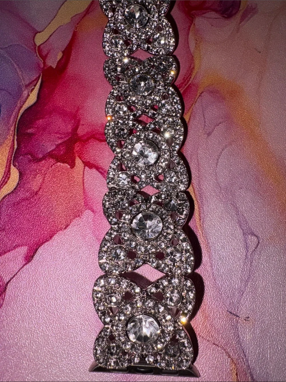 Crystal-Embellished Bling Silver Tone Women watch band 42/44 Apple